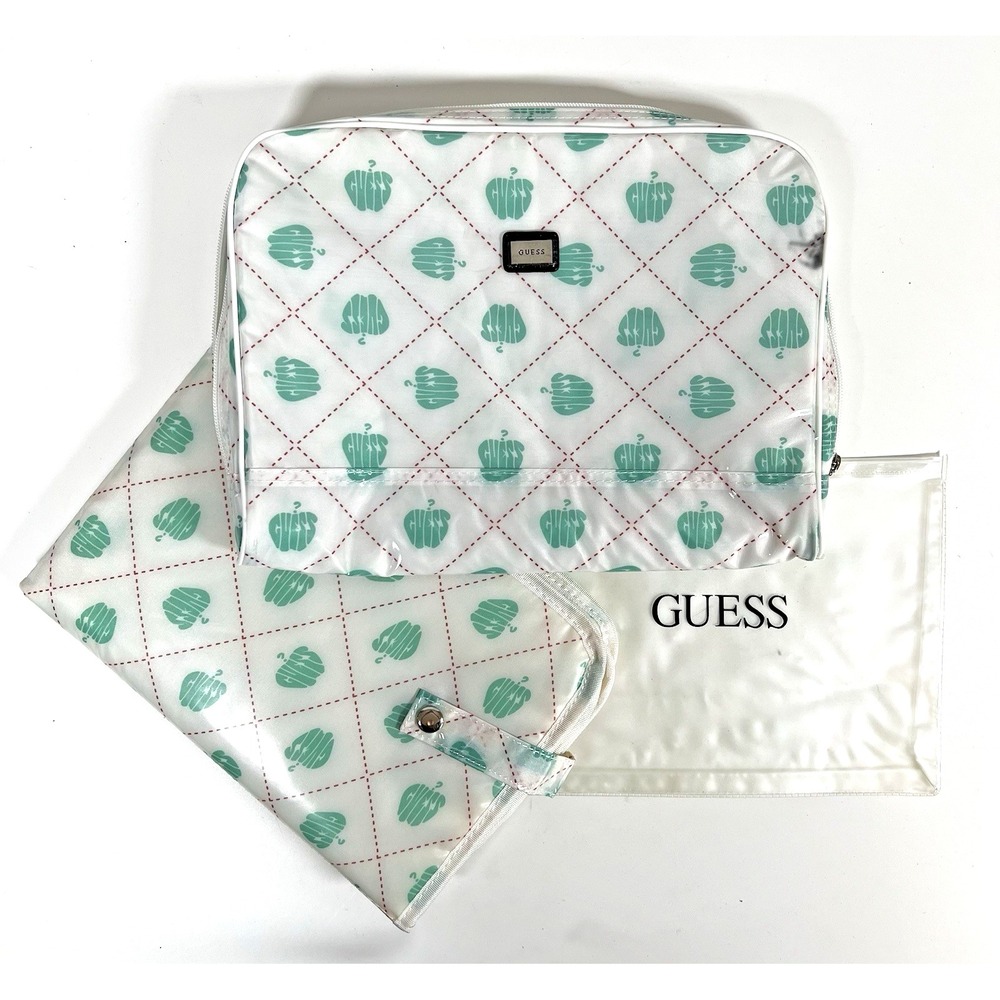 Guess Diaper Change Kit 3‎ Piece Bag, Mat, Clear Bag, Vintage